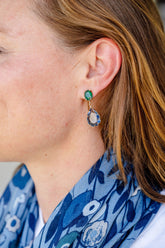 Delicate earring, crystal earring, evening earring, blue and green earring, pretty earring, feminine earring